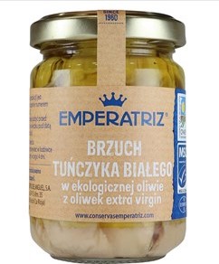 Tuńczyk biały filety brzuszne (Ventresca) w Bio oliwie z oliwek ekstra virgin 145 g (95 g)  EMPERATRIZ