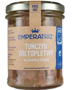 Tuńczyk żółtopłetwy filety w  oliwie z oliwek 200 g (130 g) (SŁOIK)  EMPERATRIZ