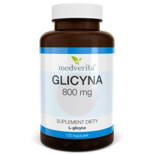 Glicyna 800 mg L-glicyna Aminokwas 100 kapsułek MEDVERITA